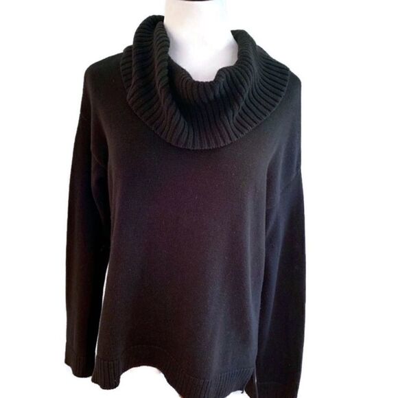 Jeanne Pierre Black Cowl Neck Sweater Sz M - Picture 1 of 6